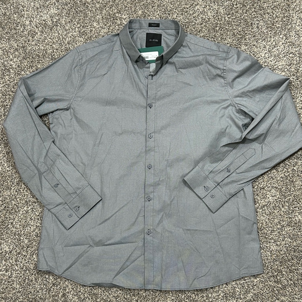 01.Algo Men's Gray/Patterned Shirt XL New w/ Tags
